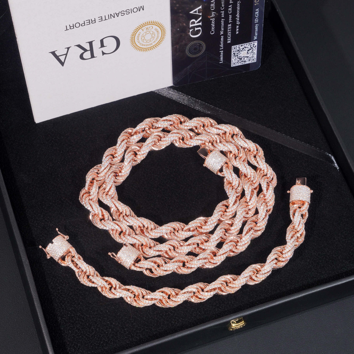 7MM Moissanite Pavé Rope Chain – S925 Silver, Chain & Bracelet