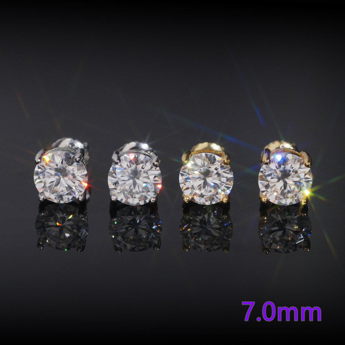 Moissanite Round Solitaire Stud Earrings – S925 Silver, 3mm–12mm