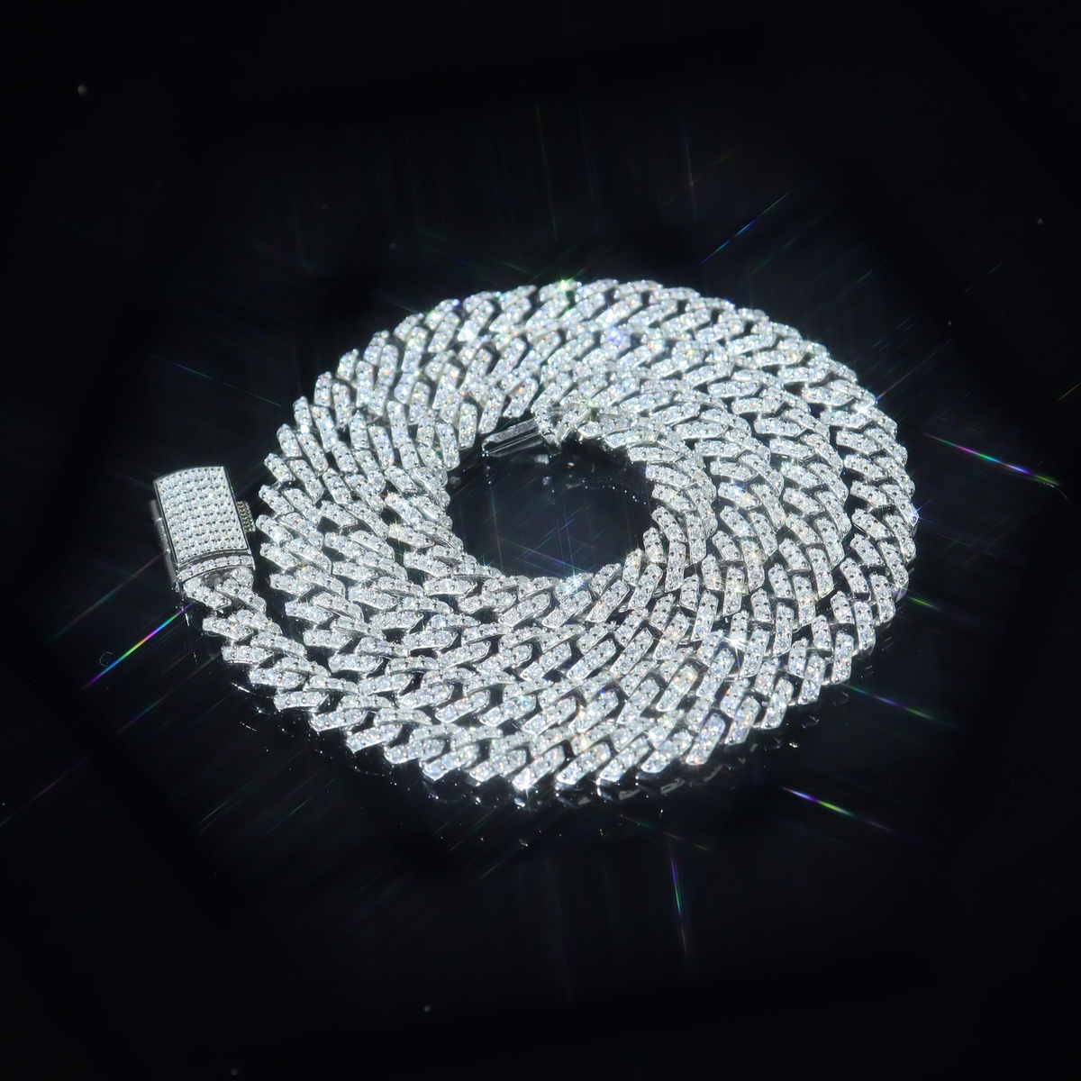 10MM Moissanite Domed Pavé Cuban Link Bracelet – S925 Silver