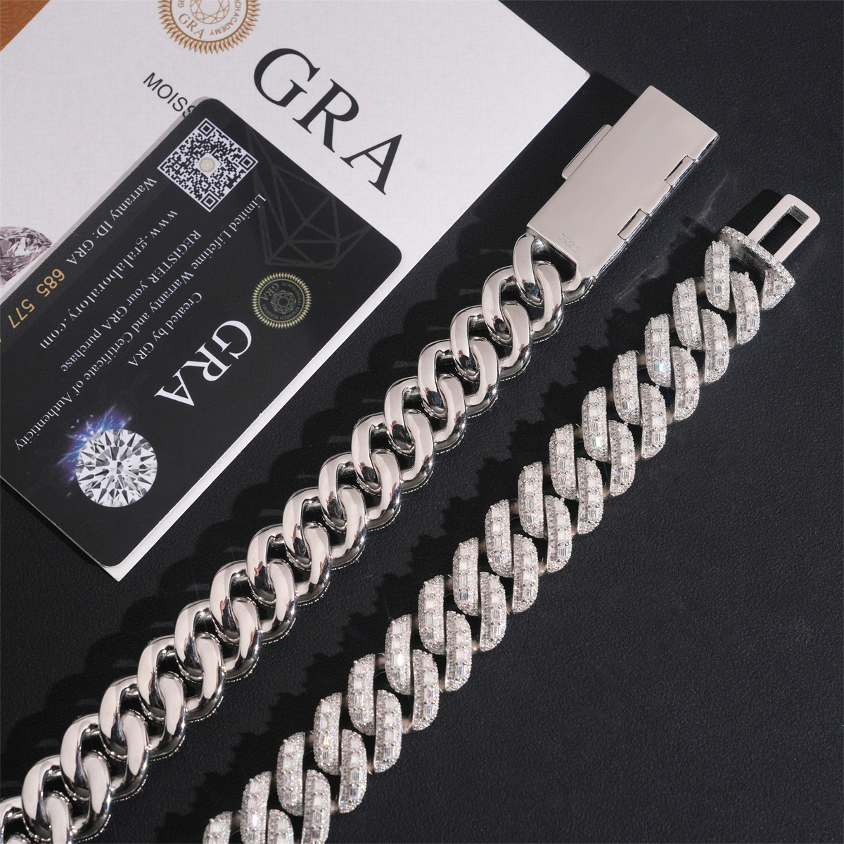18MM Moissanite Baguette Miami Cuban Link Chain – S925 Silver