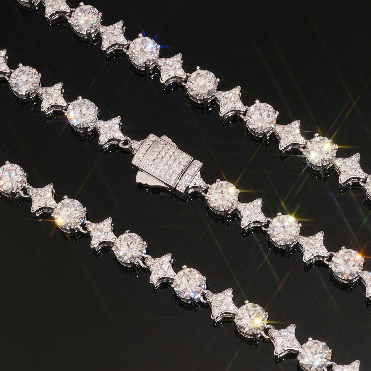 8MM Moissanite Star Tennis Chain – S925 Silver