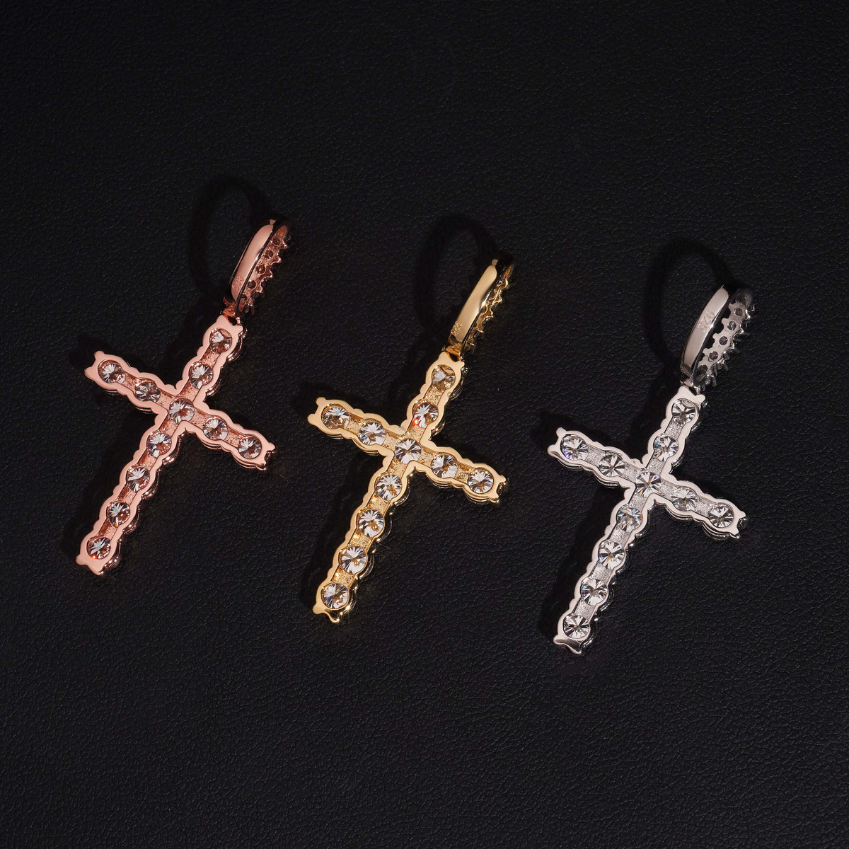 Iced Out Moissanite Cross Pendant – 925 Sterling Silver, GRA Certified
