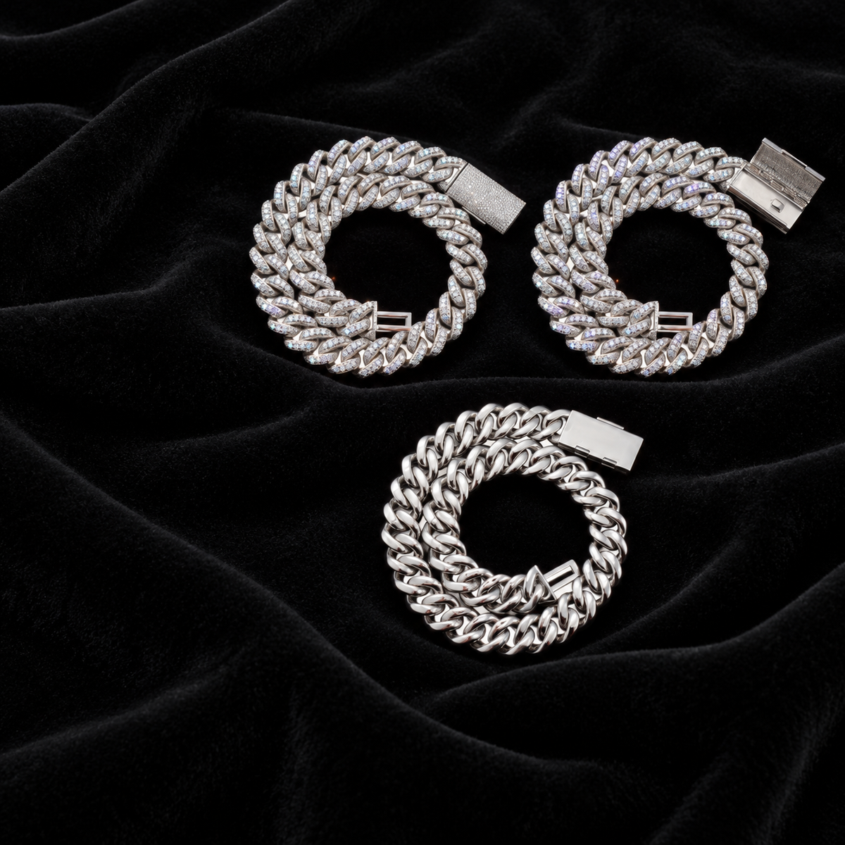 20MM Moissanite Baguette Miami Cuban Link Chain – S925 Silver, Chain & Bracelet