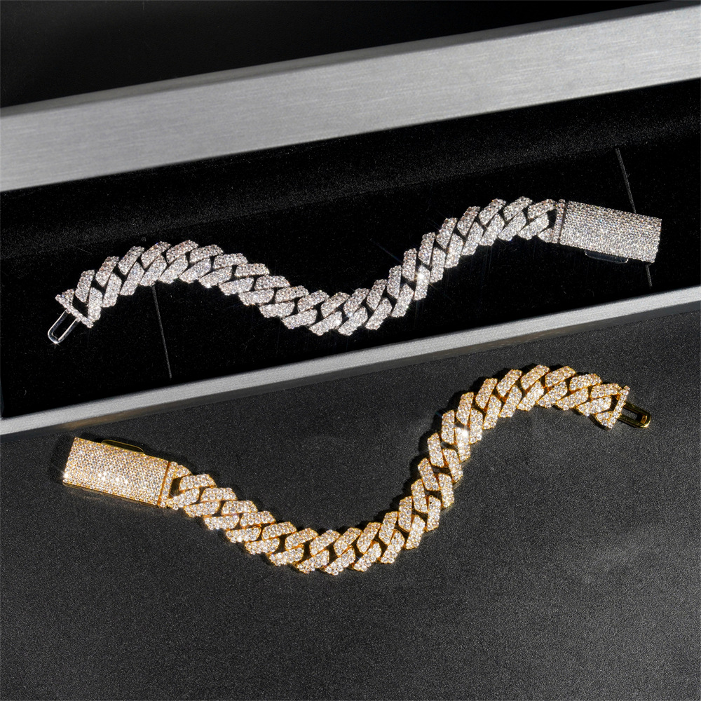 15MM Moissanite Prong-Set Miami Cuban Link Bracelet – S925 Silver