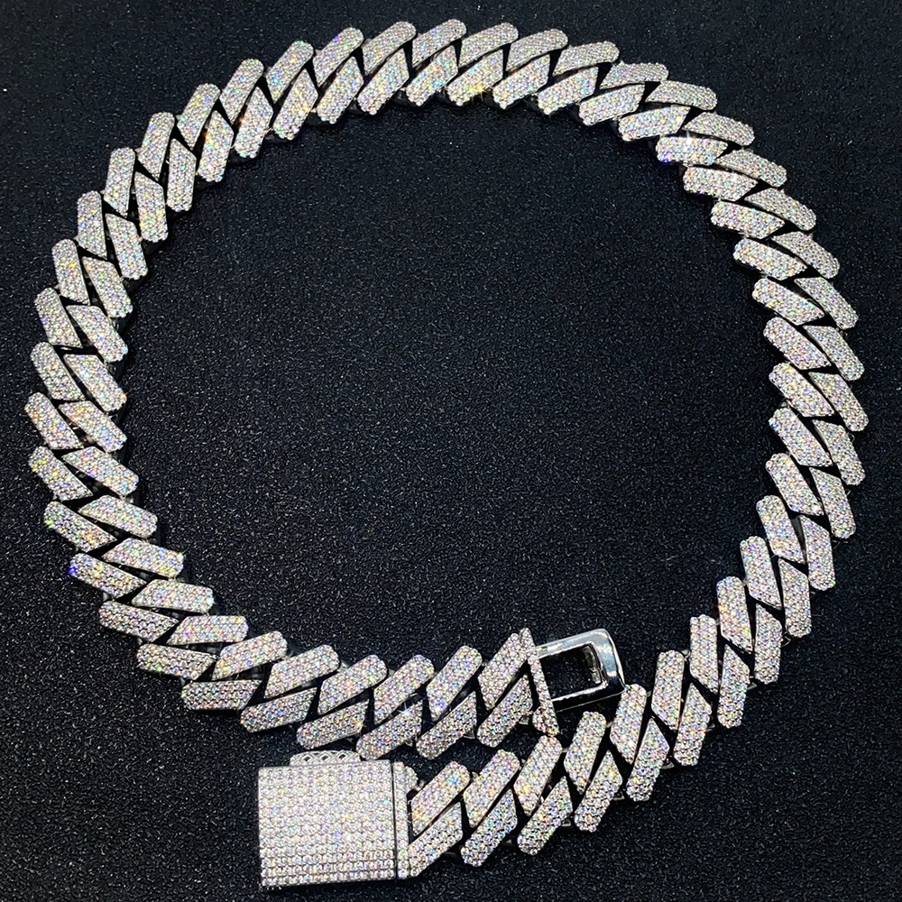 18MM Moissanite Heavyweight Miami Cuban Link Chain – S925 Silver, Chain & Bracelet