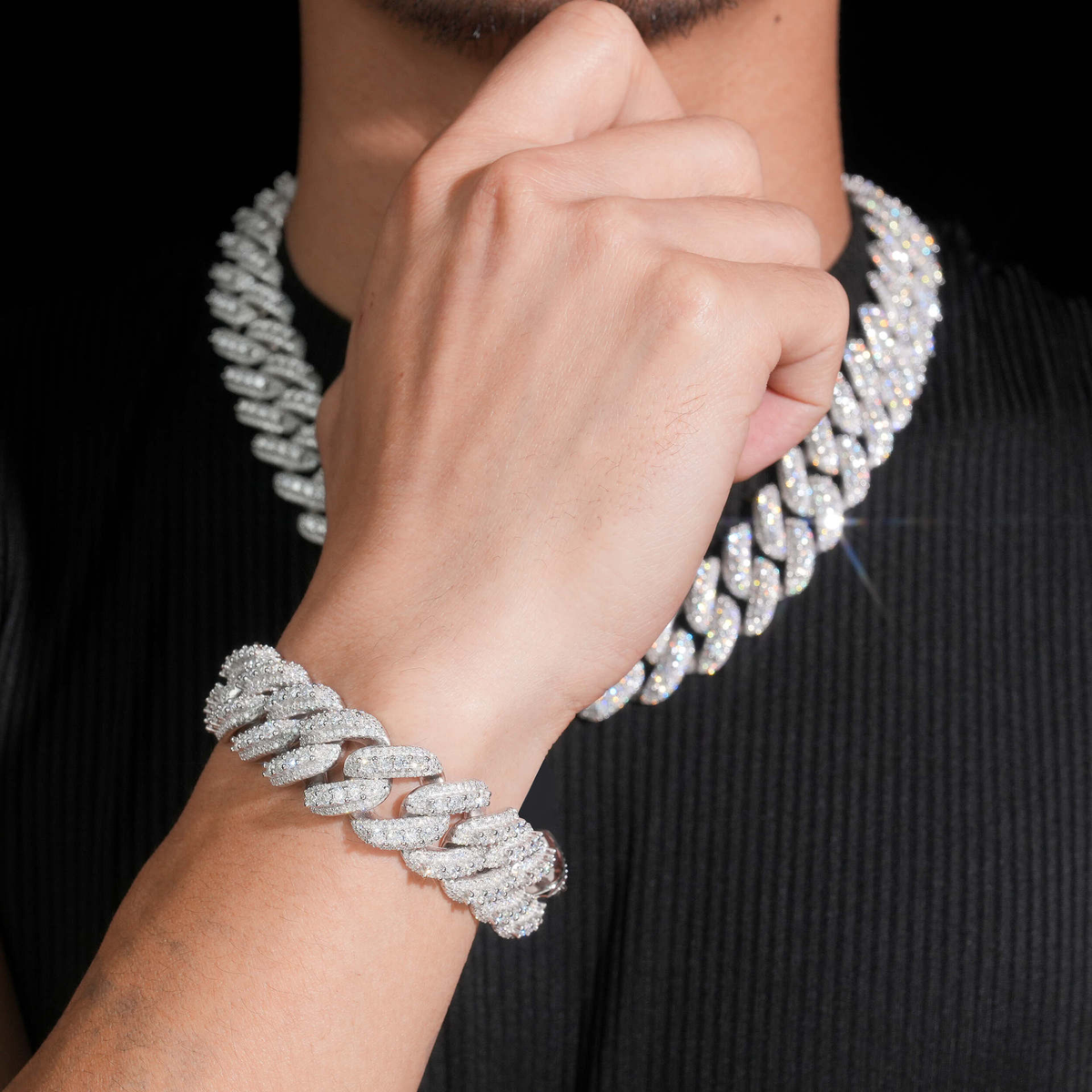 14MM Moissanite Baguette Miami Cuban Link Bracelet – S925 Silver