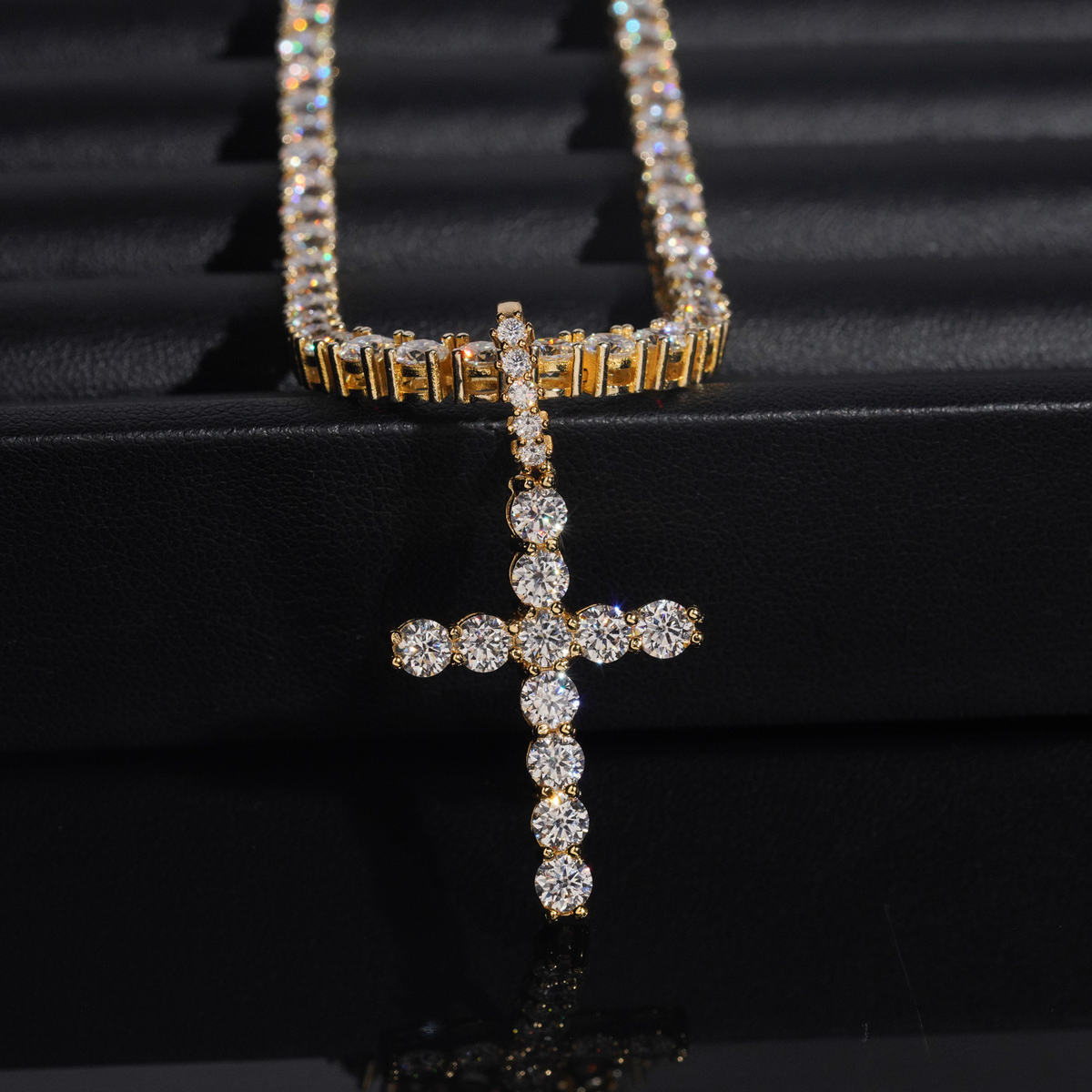 Iced Out Moissanite Cross Pendant – 925 Sterling Silver, GRA Certified