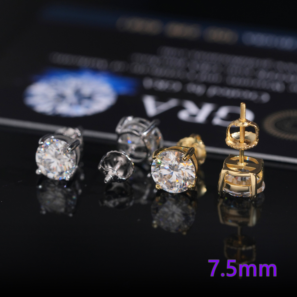 Moissanite Round Solitaire Stud Earrings – S925 Silver, 3mm–12mm