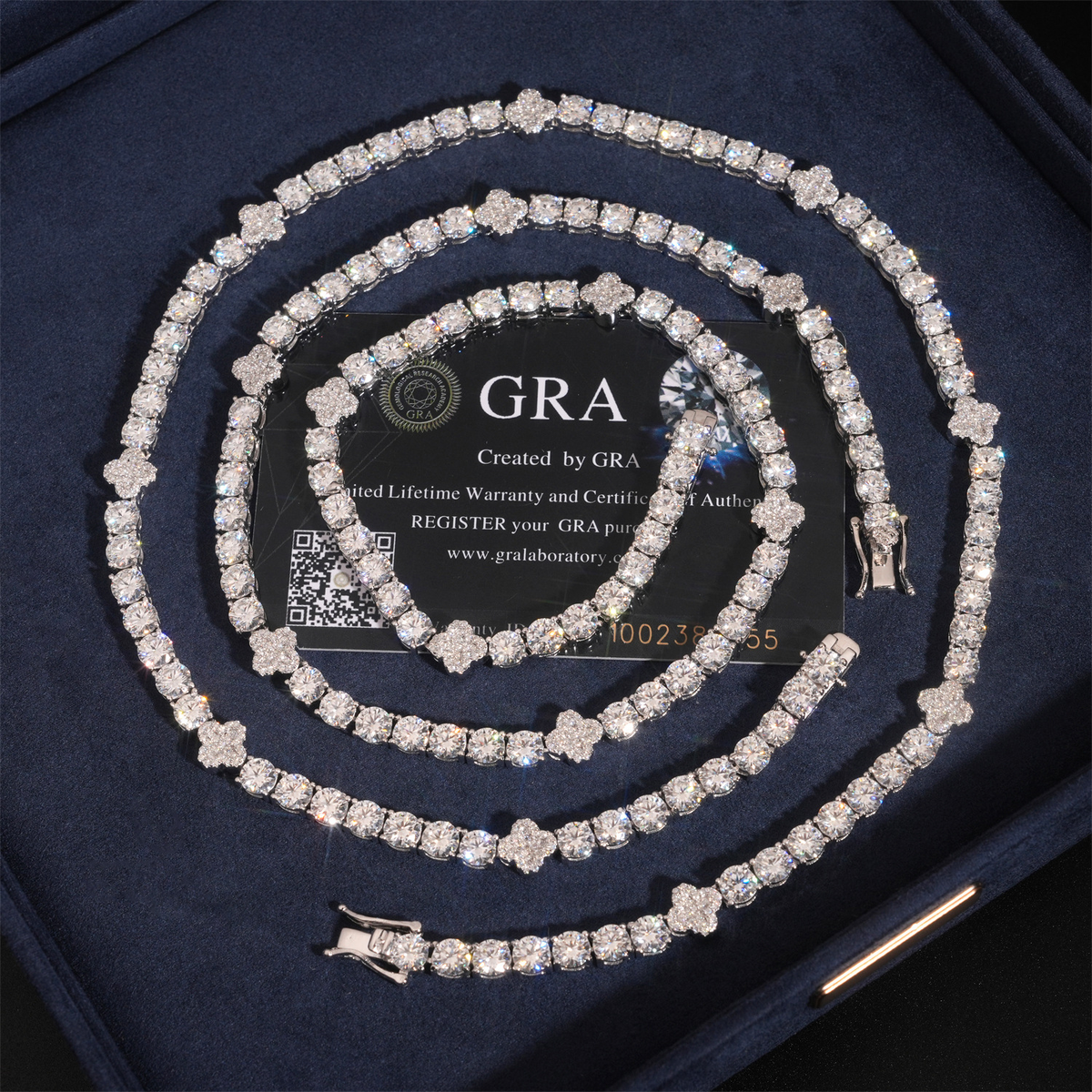 5MM Moissanite Clover Tennis Bracelet – S925 Silver