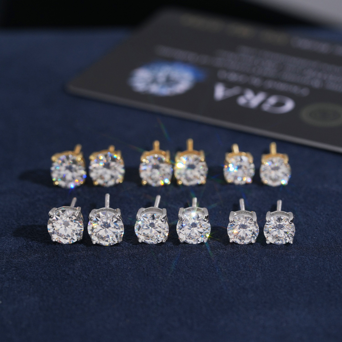 Moissanite Round Solitaire Stud Earrings – S925 Silver, 3mm–12mm