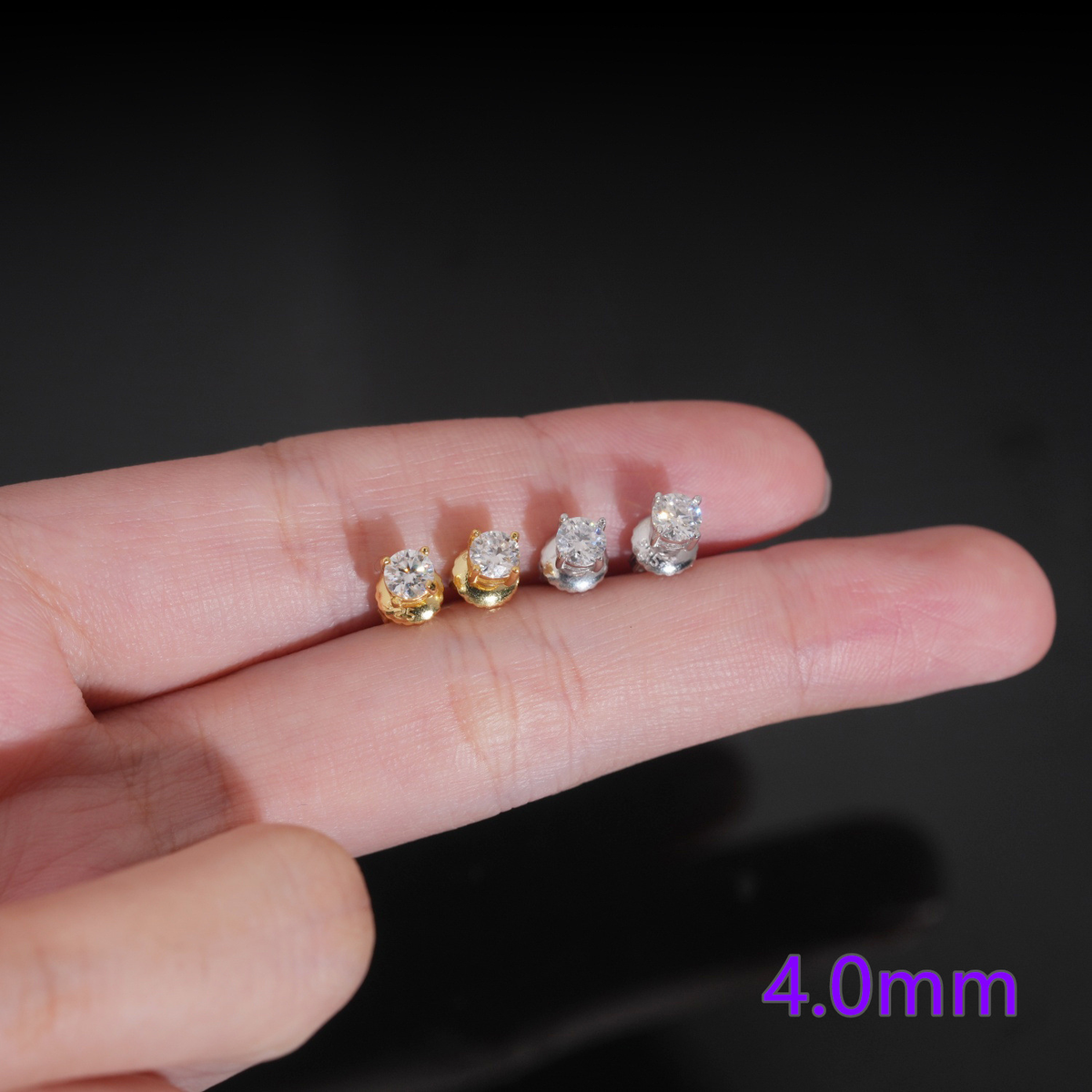 Moissanite Round Solitaire Stud Earrings – S925 Silver, 3mm–12mm