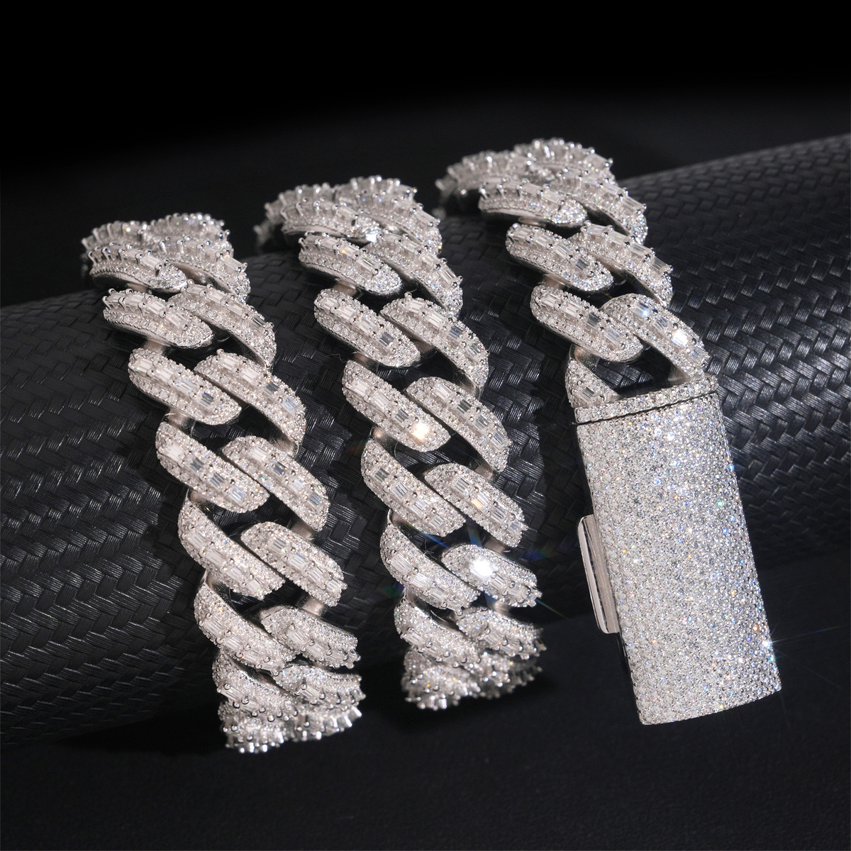 14MM Moissanite Baguette Miami Cuban Link Bracelet – S925 Silver