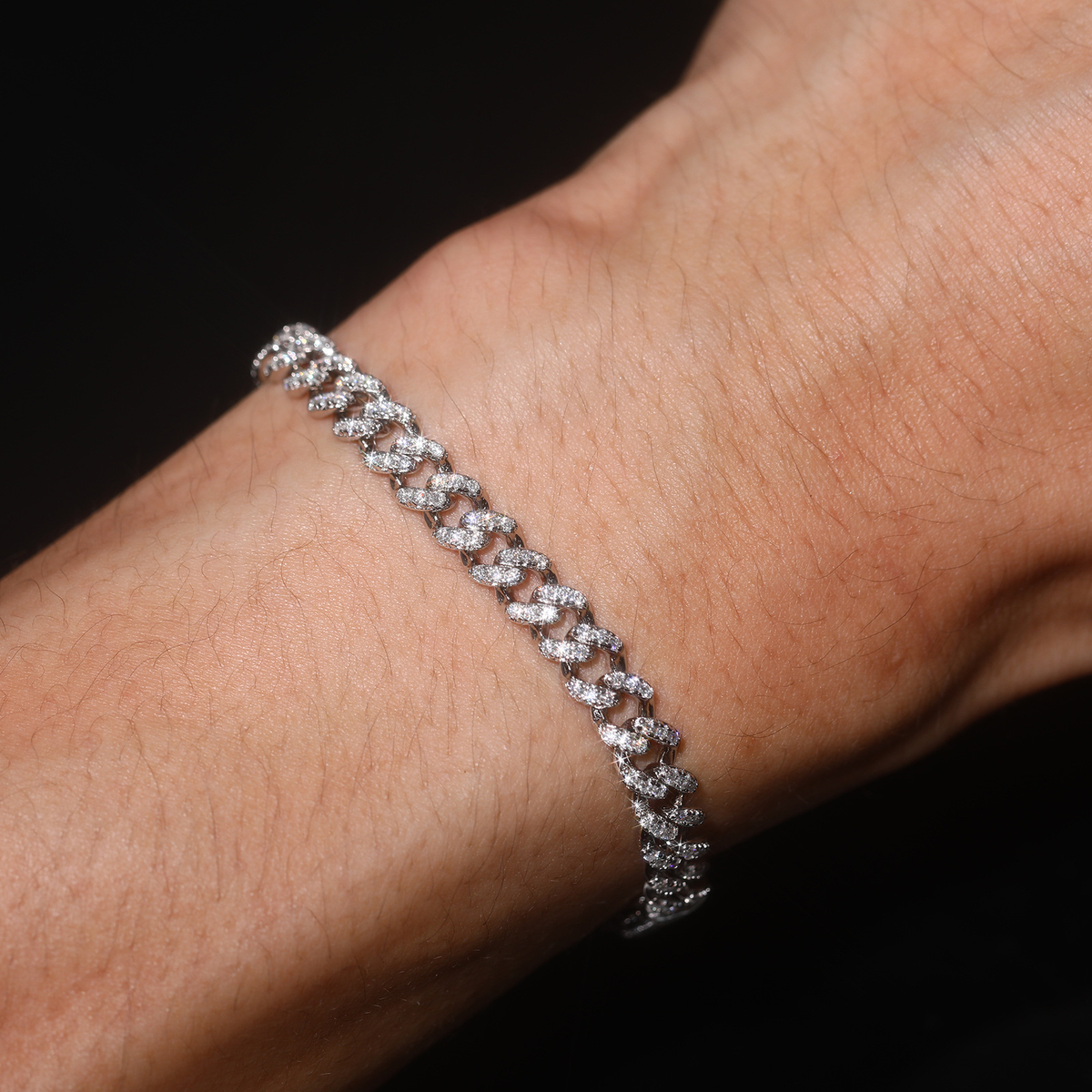 6MM Moissanite Domed Pavé Cuban Link Bracelet – S925 Silver