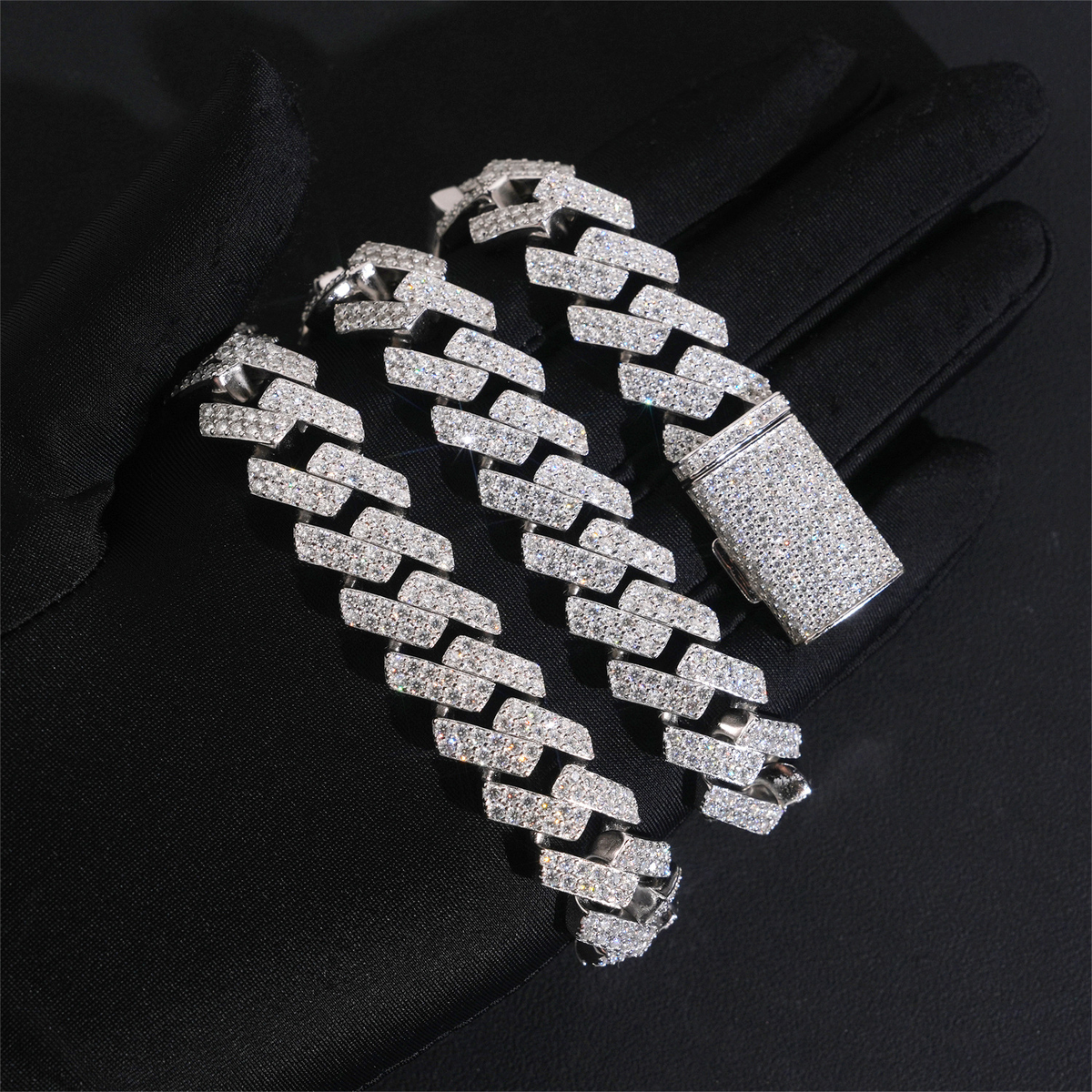 15MM Moissanite Prong-Set Miami Cuban Link Bracelet – S925 Silver