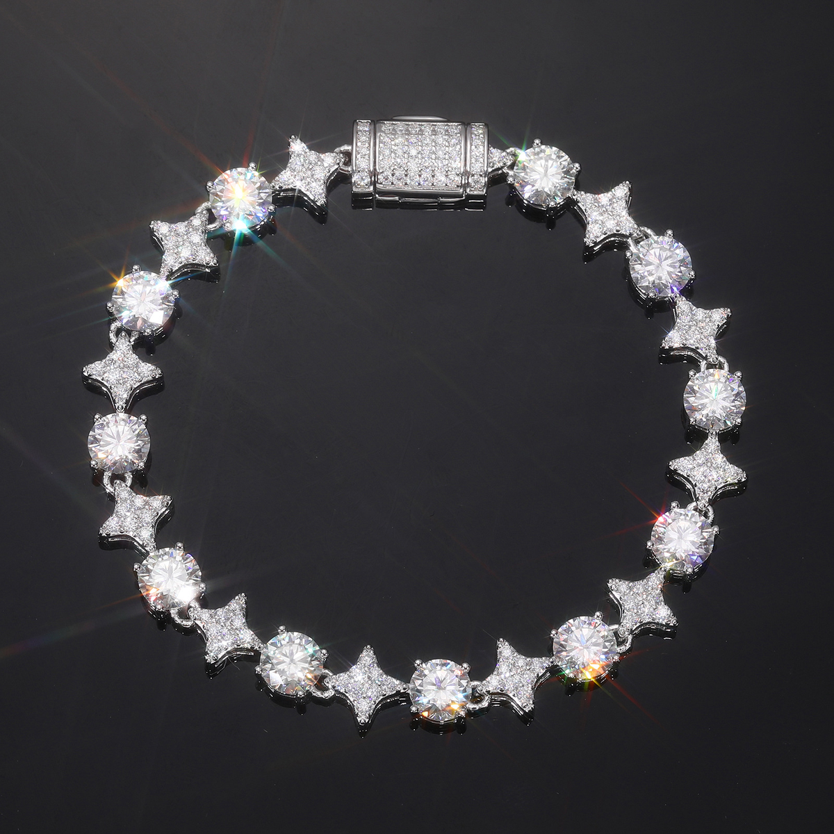 8MM Moissanite Star Tennis Chain – S925 Silver