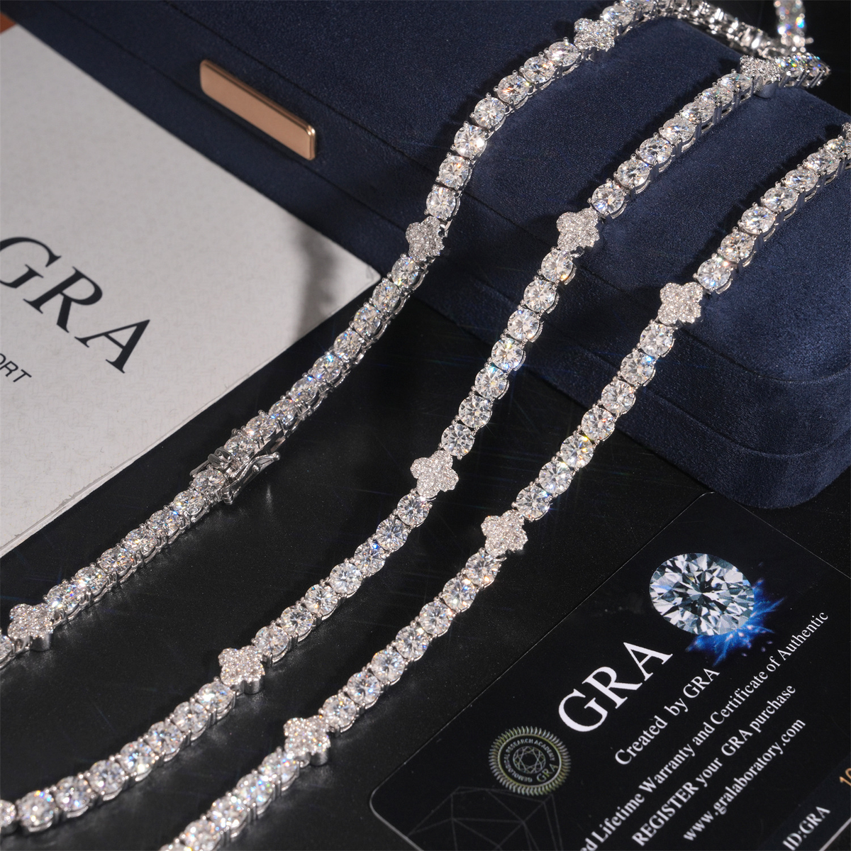5MM Moissanite Clover Tennis Bracelet – S925 Silver