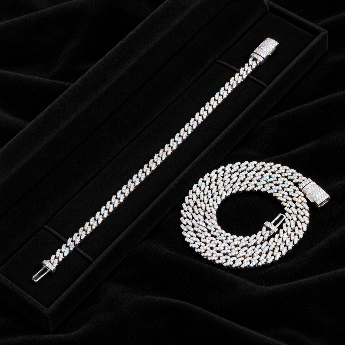 8MM Moissanite Domed Pavé Cuban Link Bracelet – S925 Silver