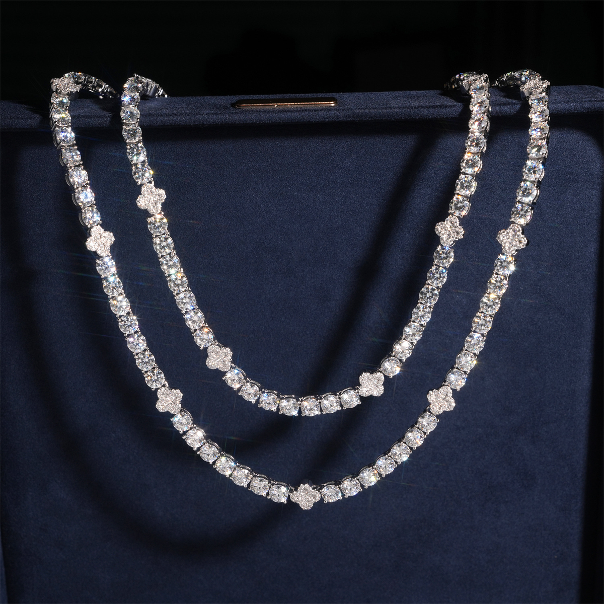5MM Moissanite Clover Tennis Bracelet – S925 Silver