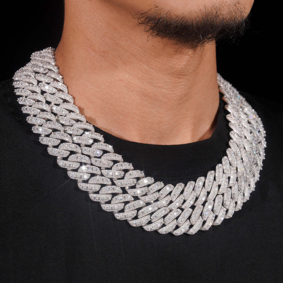 14MM Moissanite Baguette Miami Cuban Link Bracelet – S925 Silver
