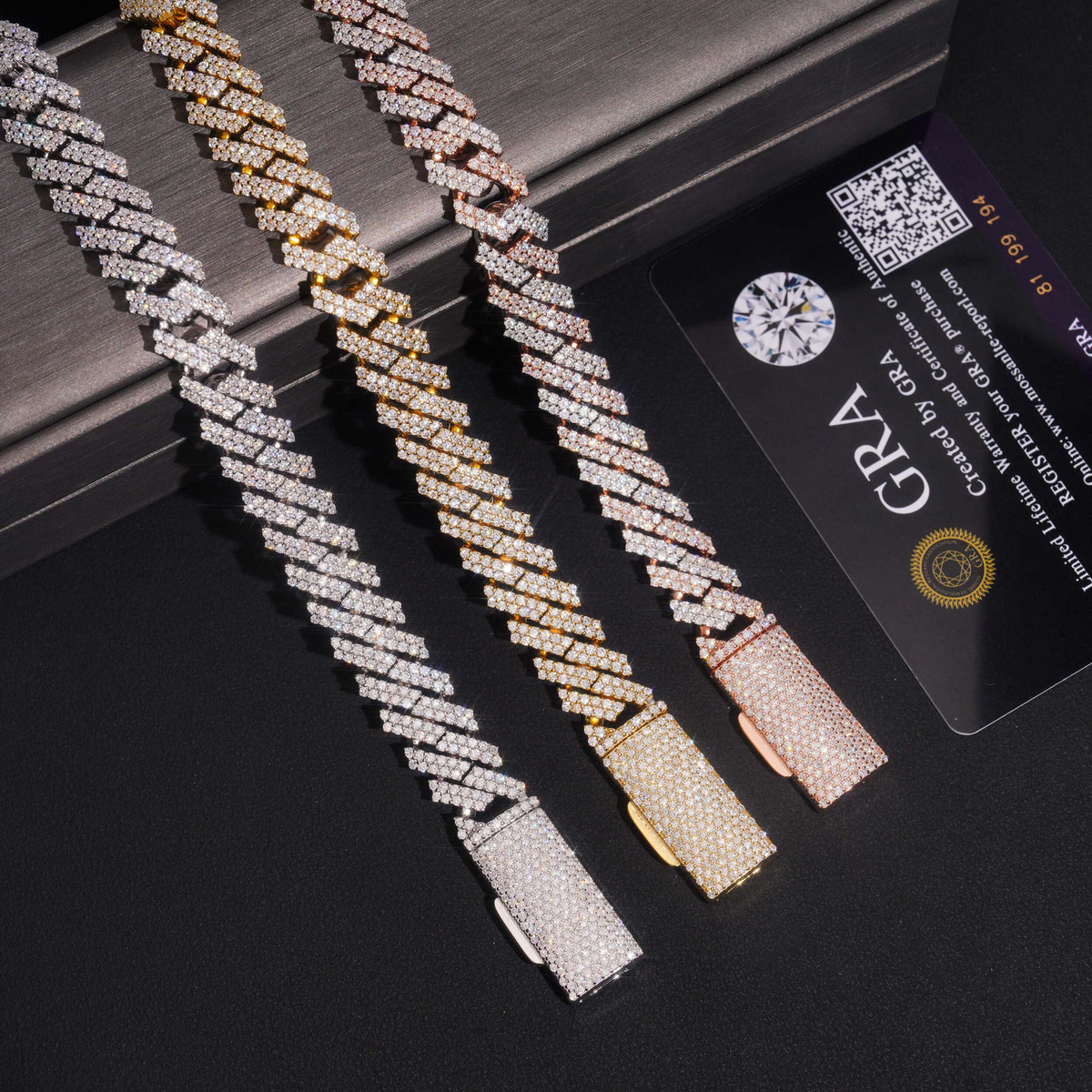10MM Moissanite Prong-Set Miami Cuban Link Chain – S925 Silver