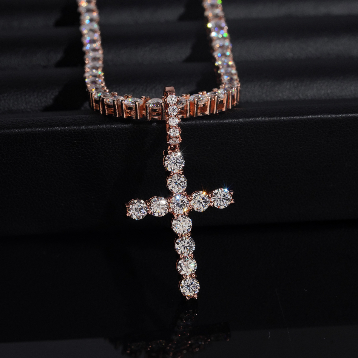 Iced Out Moissanite Cross Pendant – 925 Sterling Silver, GRA Certified
