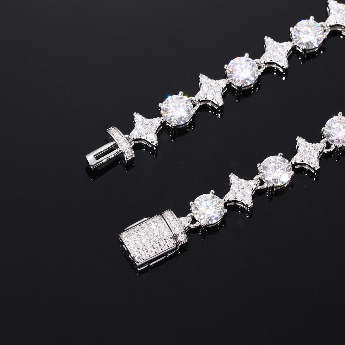 8MM Moissanite Star Tennis Chain – S925 Silver