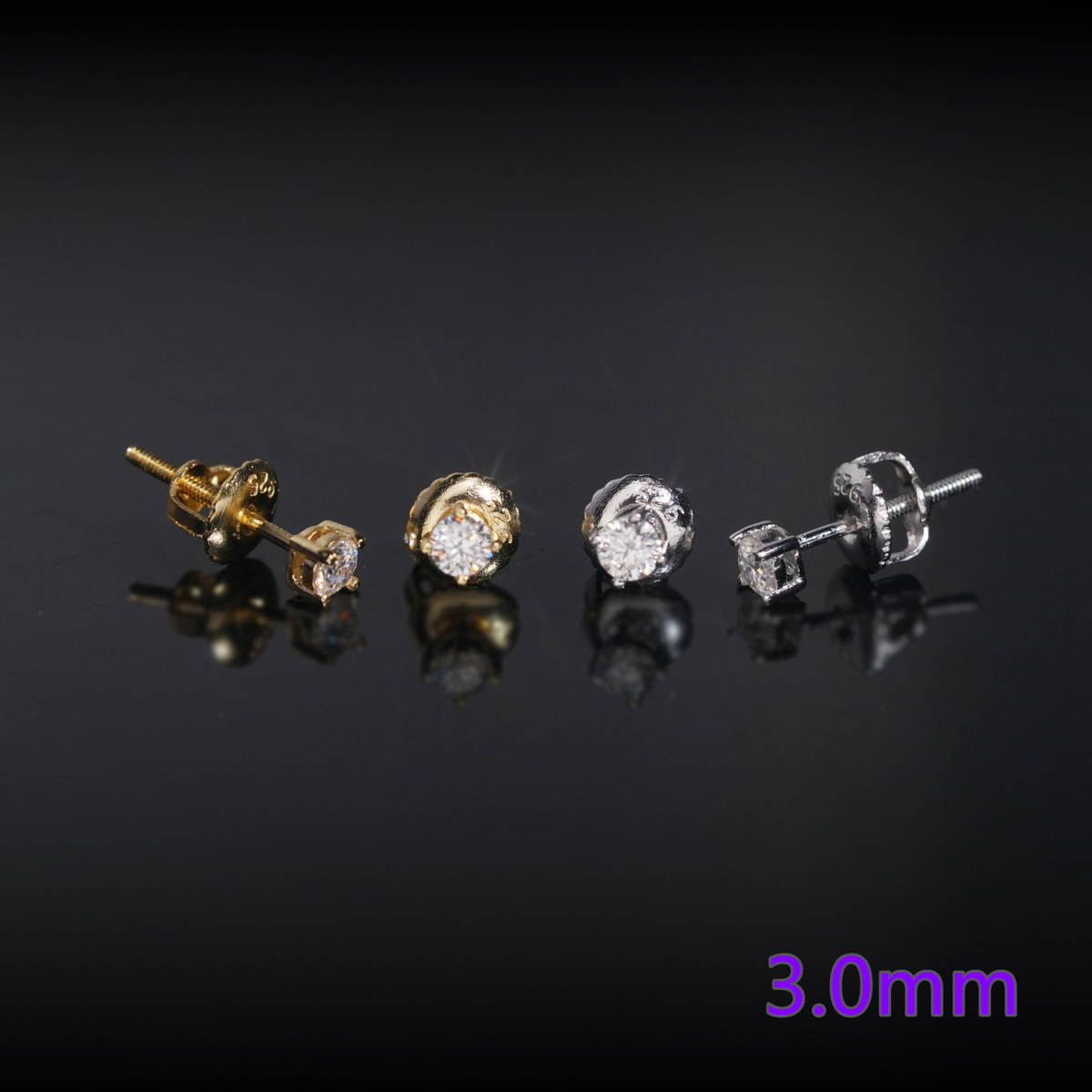 Moissanite Round Solitaire Stud Earrings – S925 Silver, 3mm–12mm