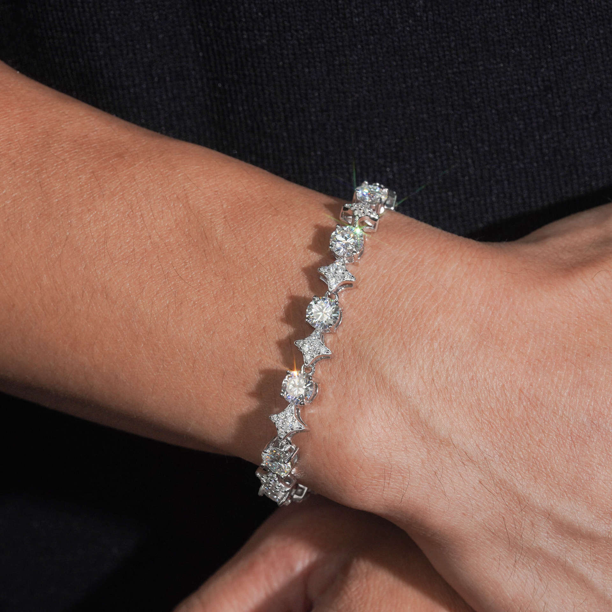 8MM Moissanite Star Tennis Chain – S925 Silver