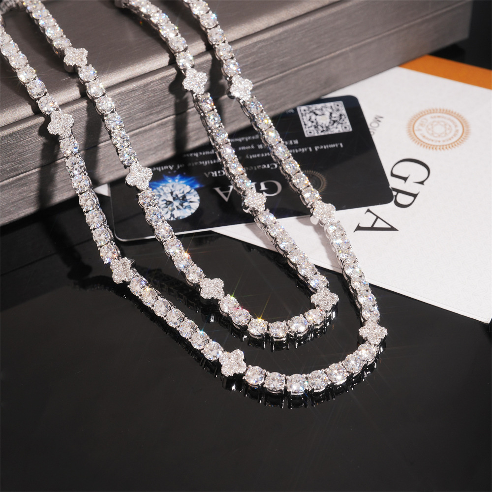 5MM Moissanite Clover Tennis Bracelet – S925 Silver
