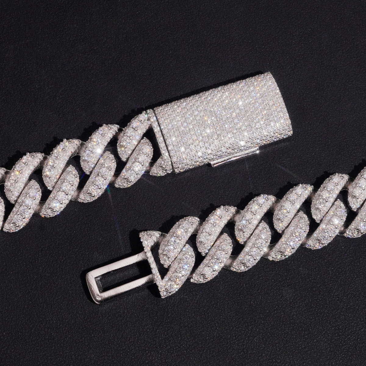 18MM Moissanite Baguette Miami Cuban Link Chain – S925 Silver