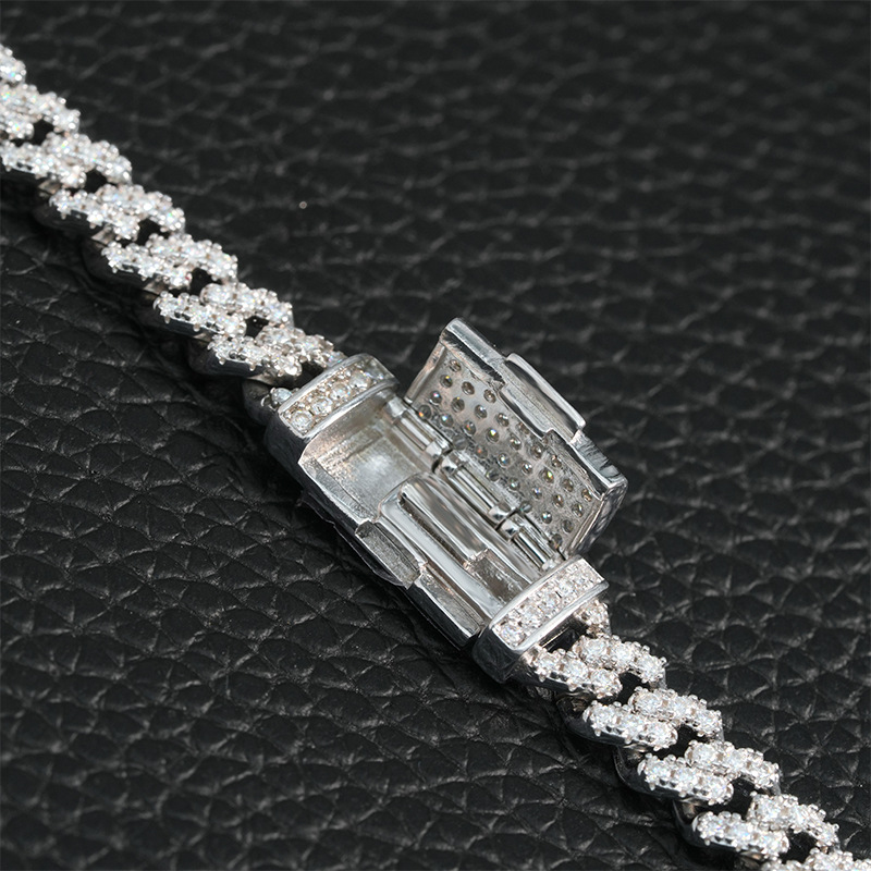10MM Moissanite Domed Pavé Cuban Link Bracelet – S925 Silver