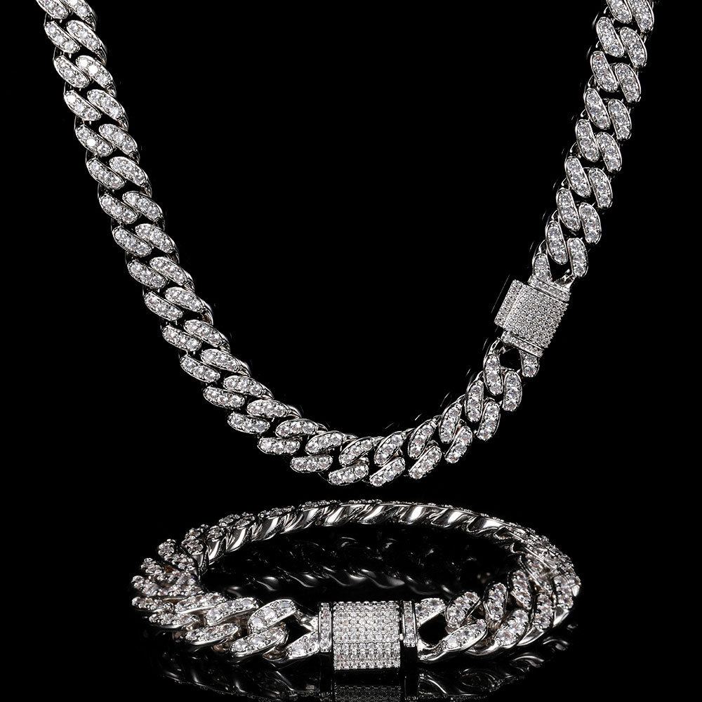 10MM Moissanite Domed Pavé Cuban Link Bracelet – S925 Silver