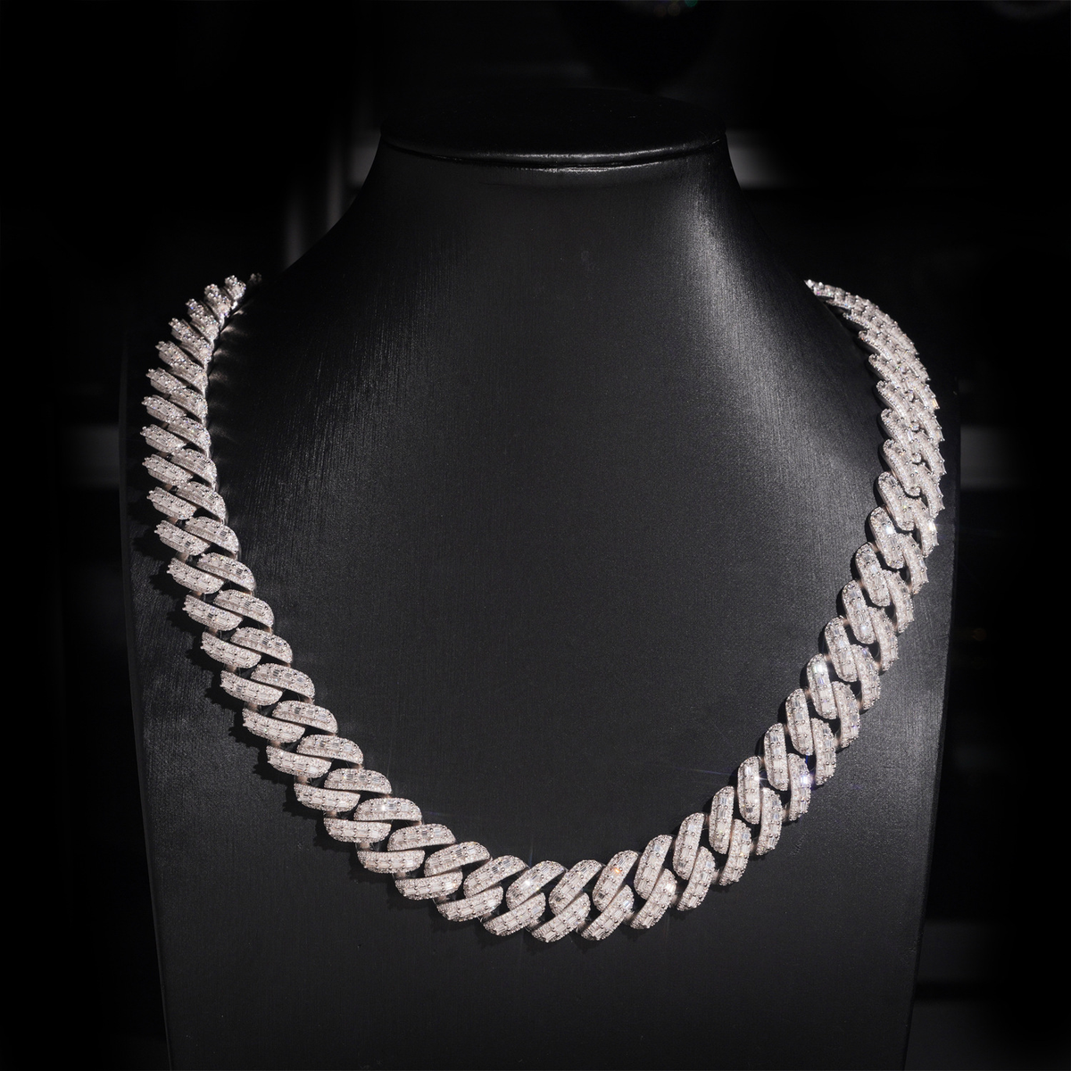 20MM Moissanite Baguette Miami Cuban Link Chain – S925 Silver, Chain & Bracelet
