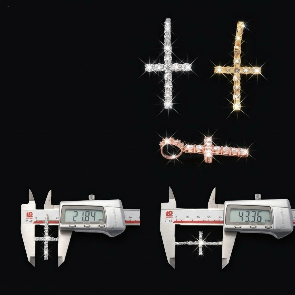Iced Out Moissanite Cross Pendant – 925 Sterling Silver, GRA Certified
