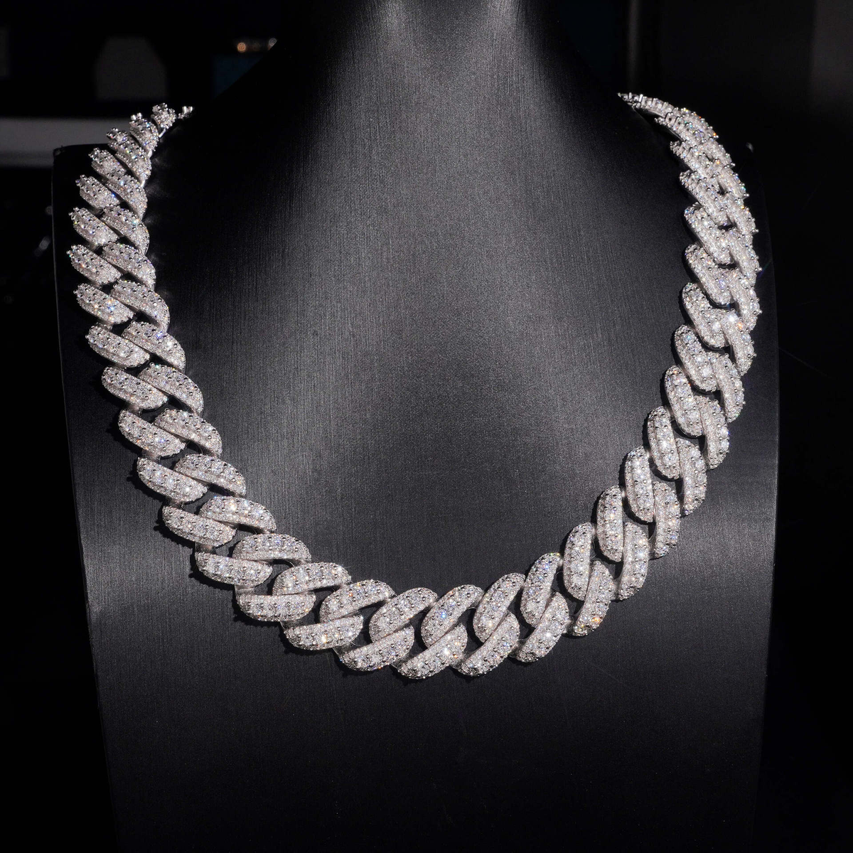 22MM Moissanite Baguette Miami Cuban Link Chain – S925 Silver, Chain & Bracelet