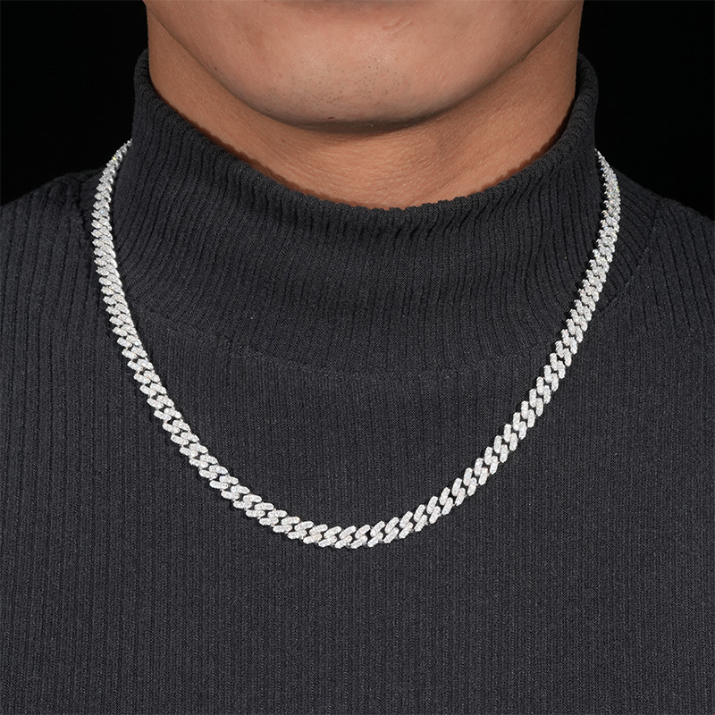 8MM Moissanite Domed Pavé Cuban Link Bracelet – S925 Silver