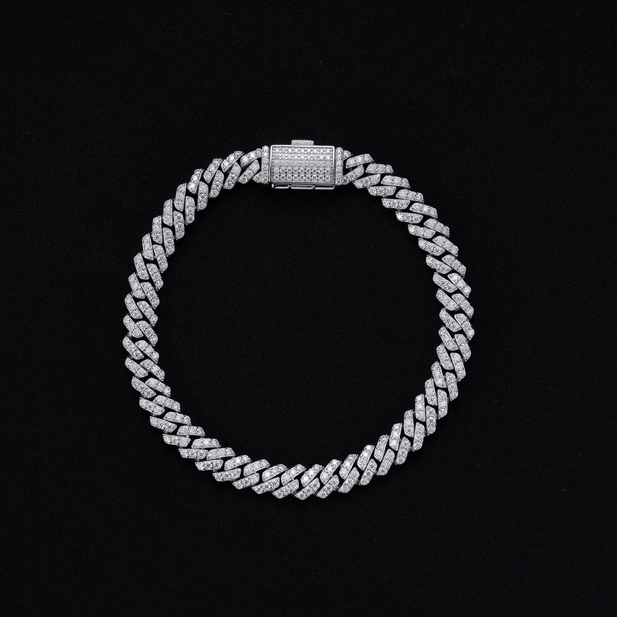 6MM Moissanite Domed Pavé Cuban Link Bracelet – S925 Silver