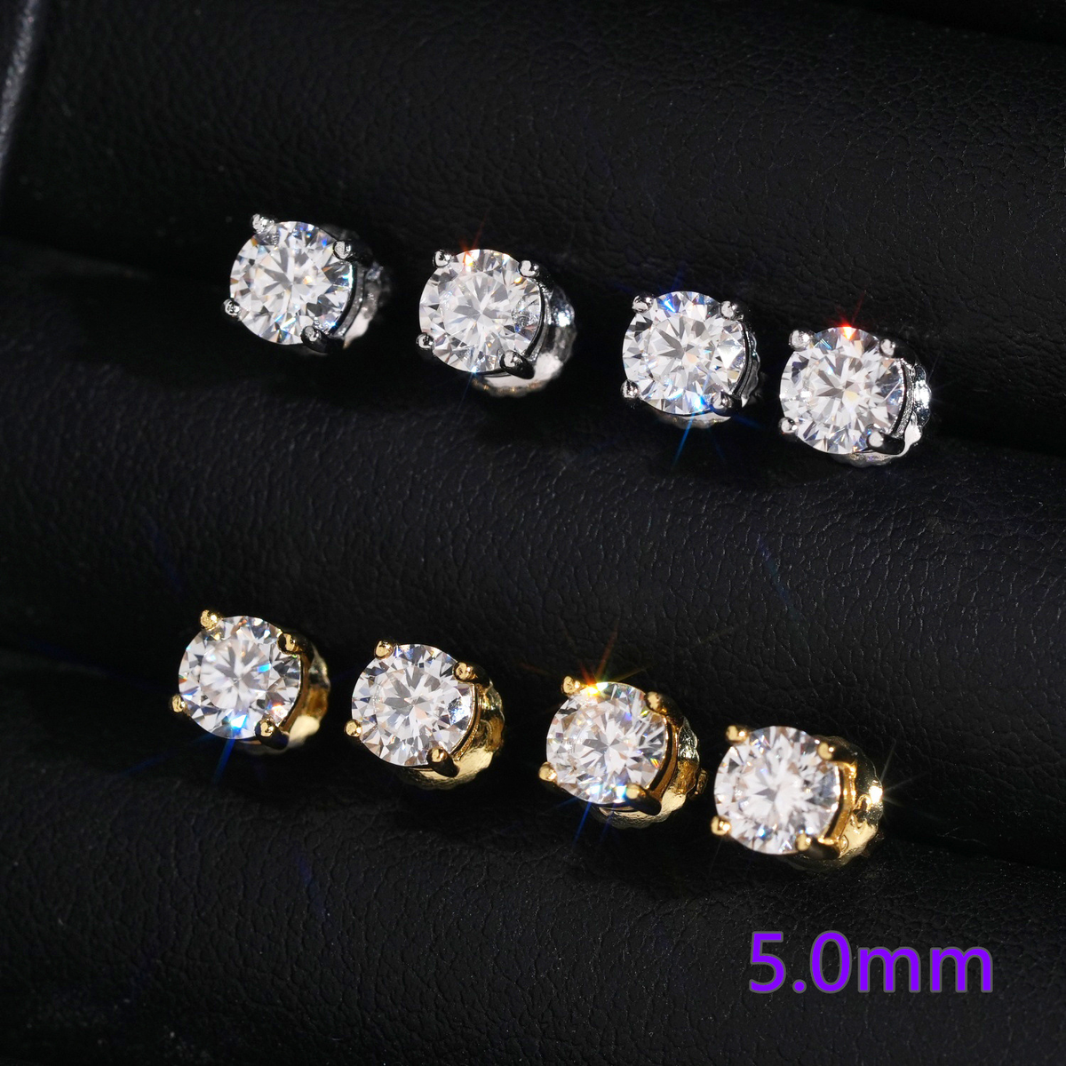Moissanite Round Solitaire Stud Earrings – S925 Silver, 3mm–12mm