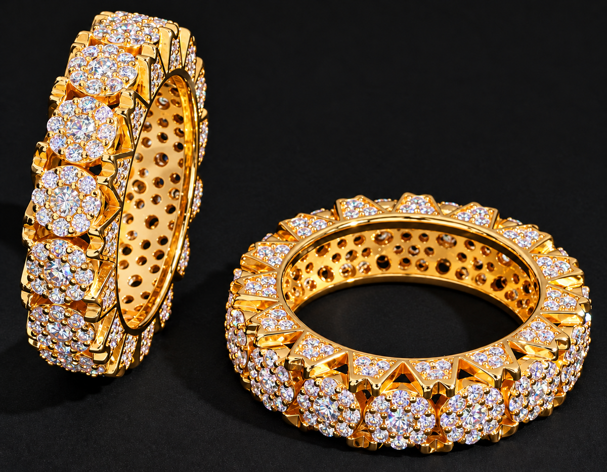 Cluster Moissanite Band on a black background