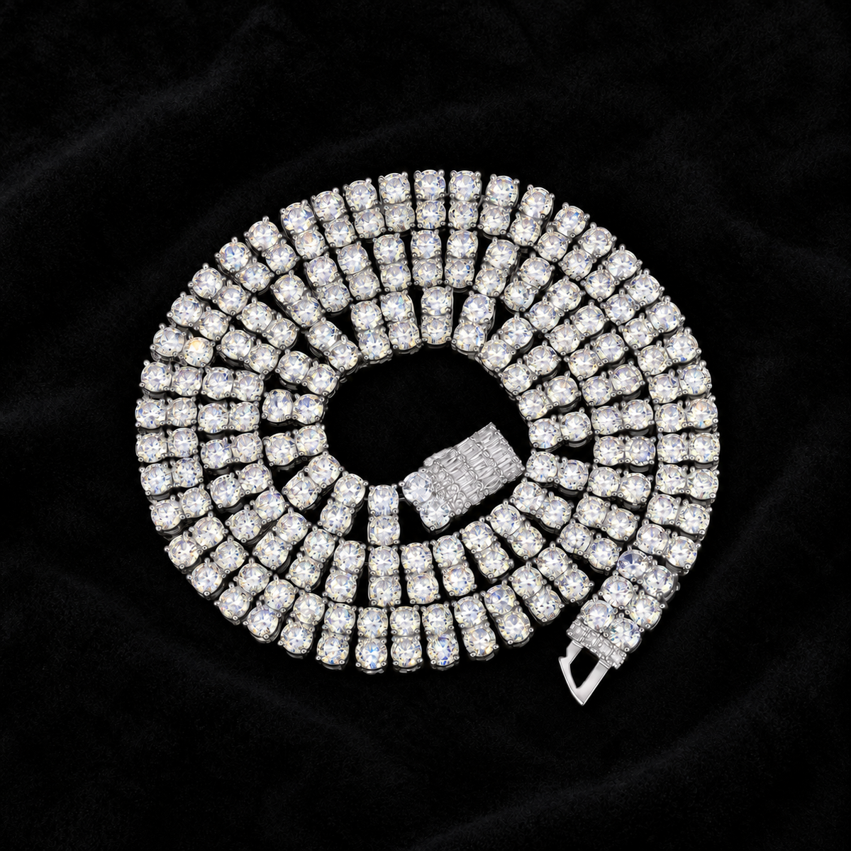 Double-Layer Tennis Chain on black
