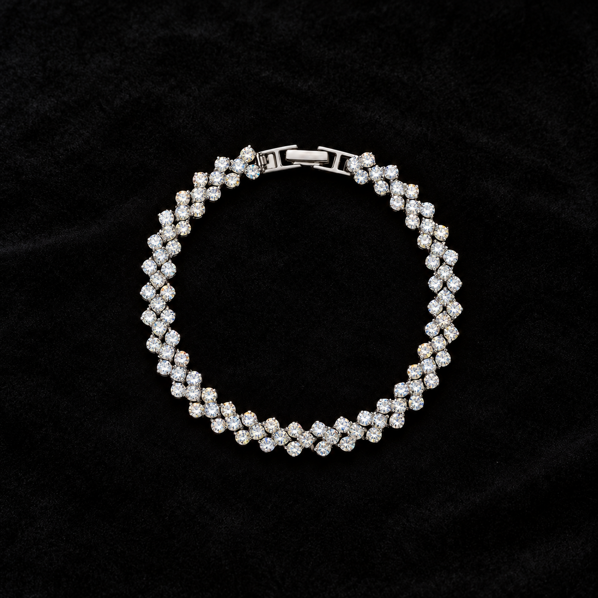 Pear Cluster Tennis Bracelet on black