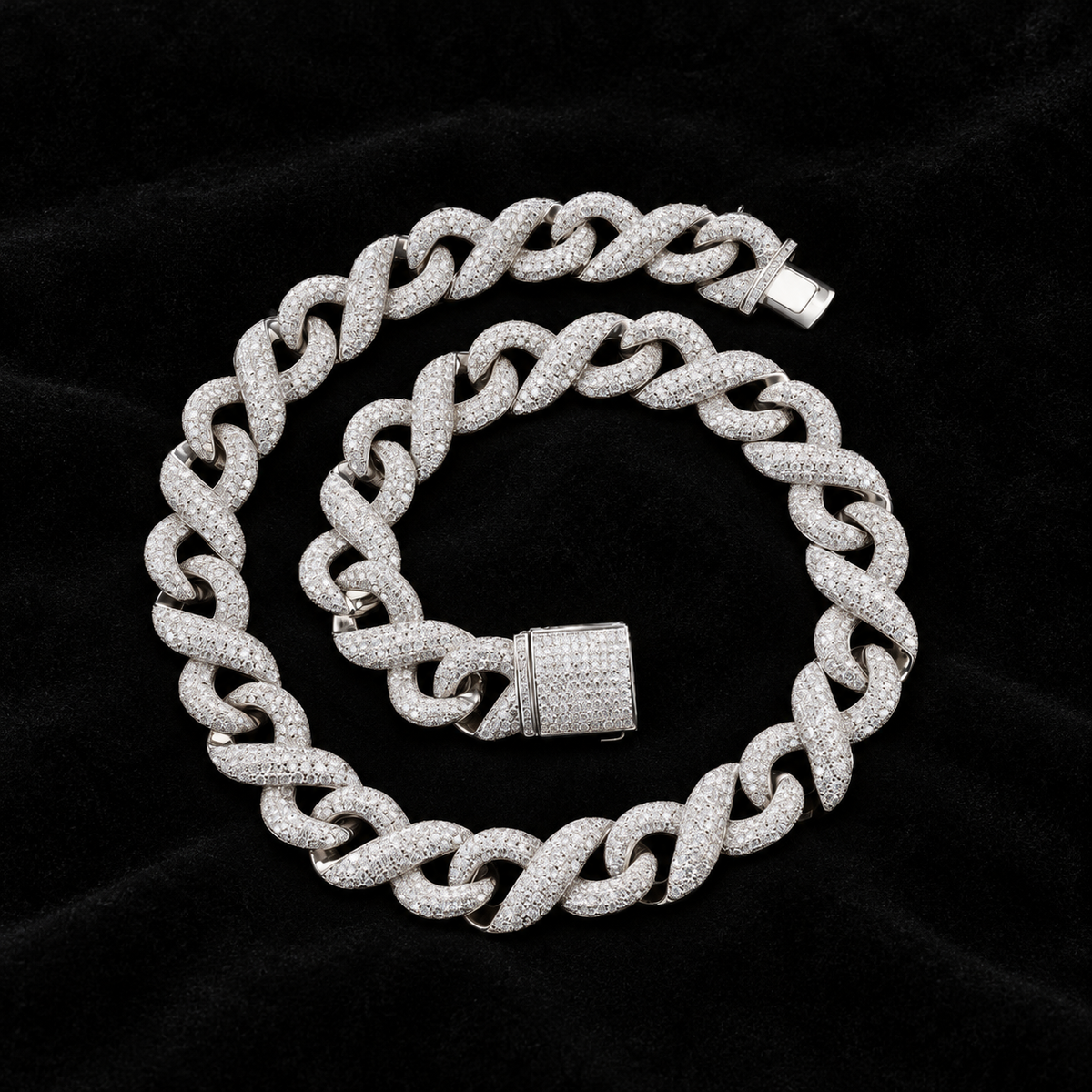 Infinity Cuban Chain on black background