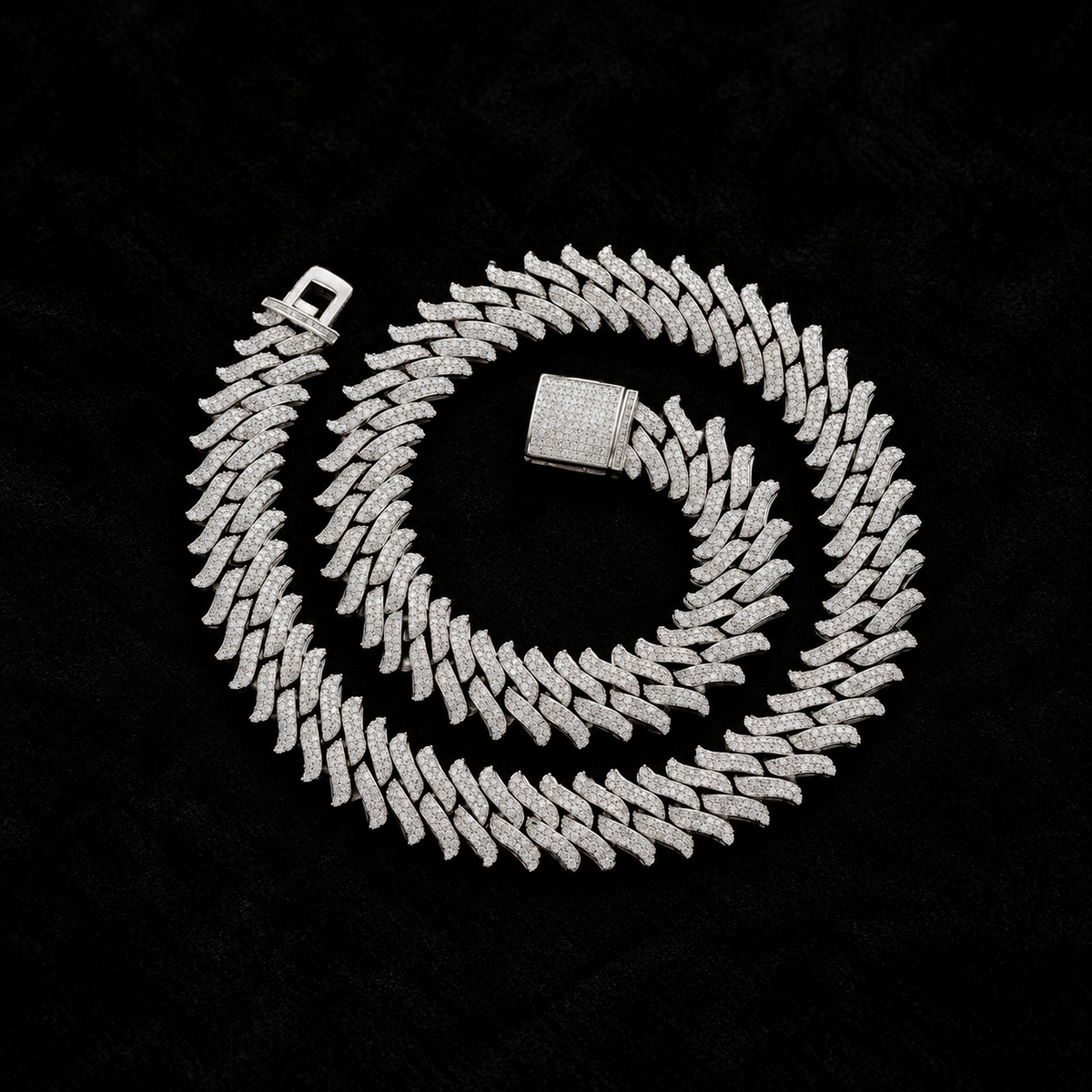 16mm Spiked Cuban Chain on black background