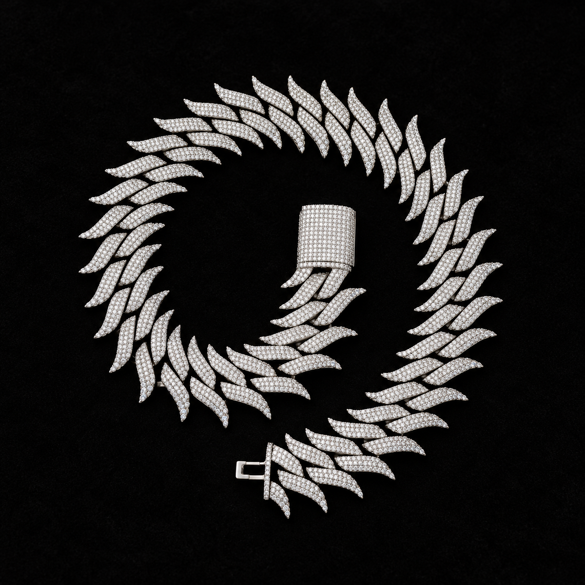 30mm Spiked Cuban Chain on black background