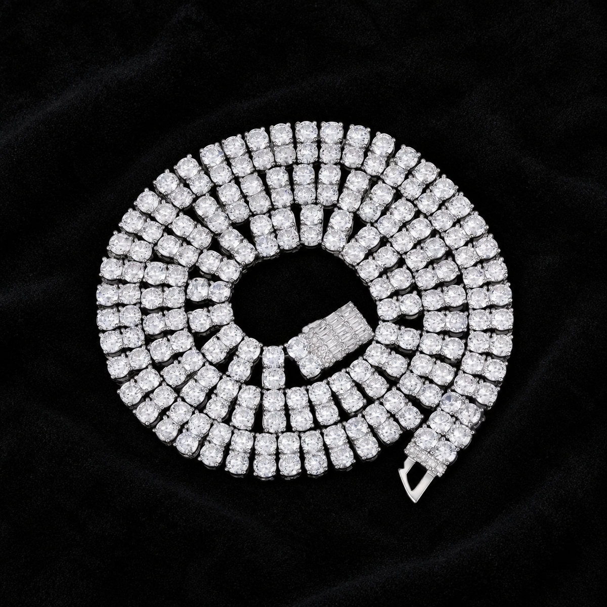 Double-Layer Tennis Chain on black velvet