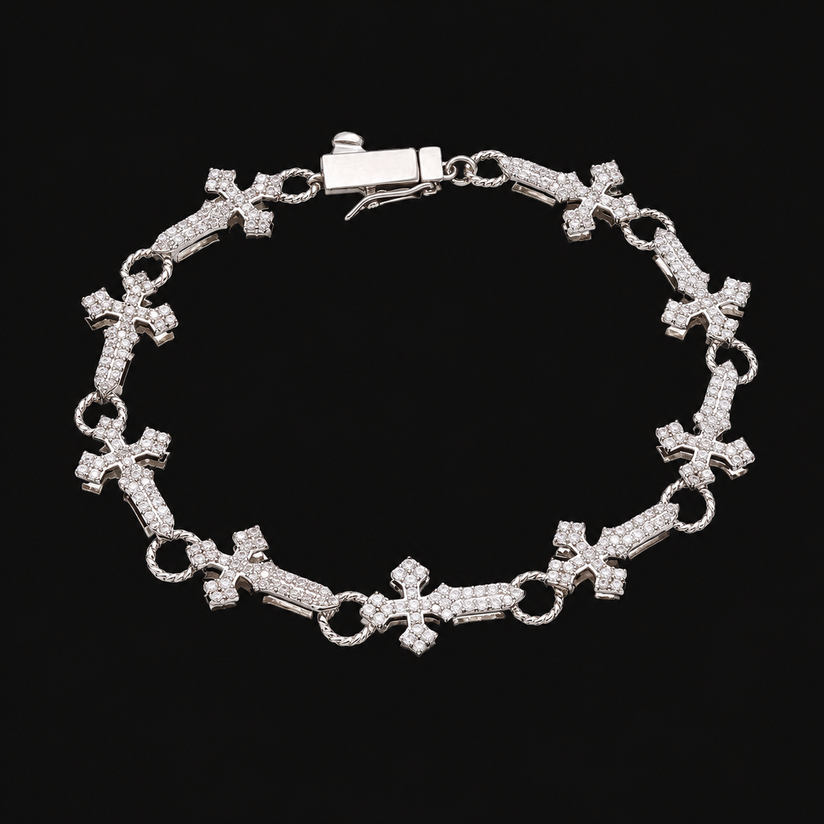 Cross-Link Bracelet on black background