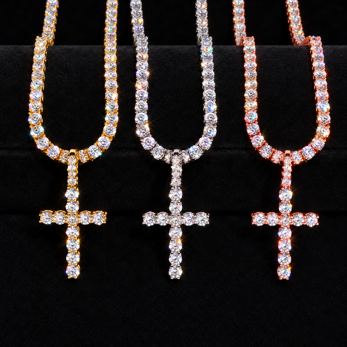 Micro Cross Pendant on black velvet