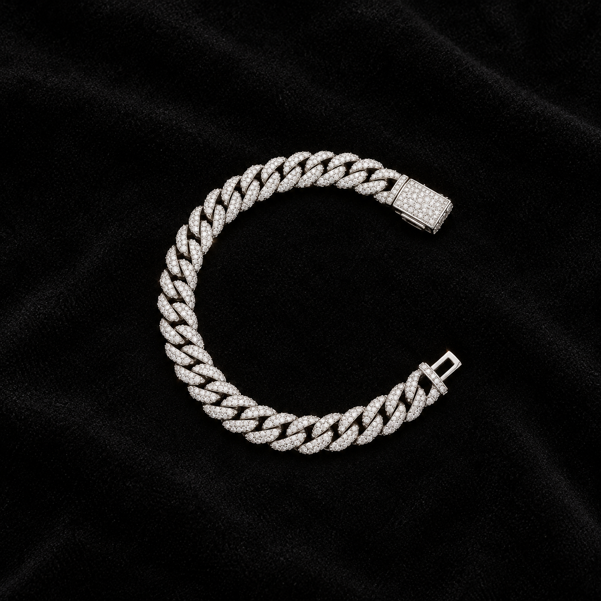 Iced Cuban Bracelet on black velvet