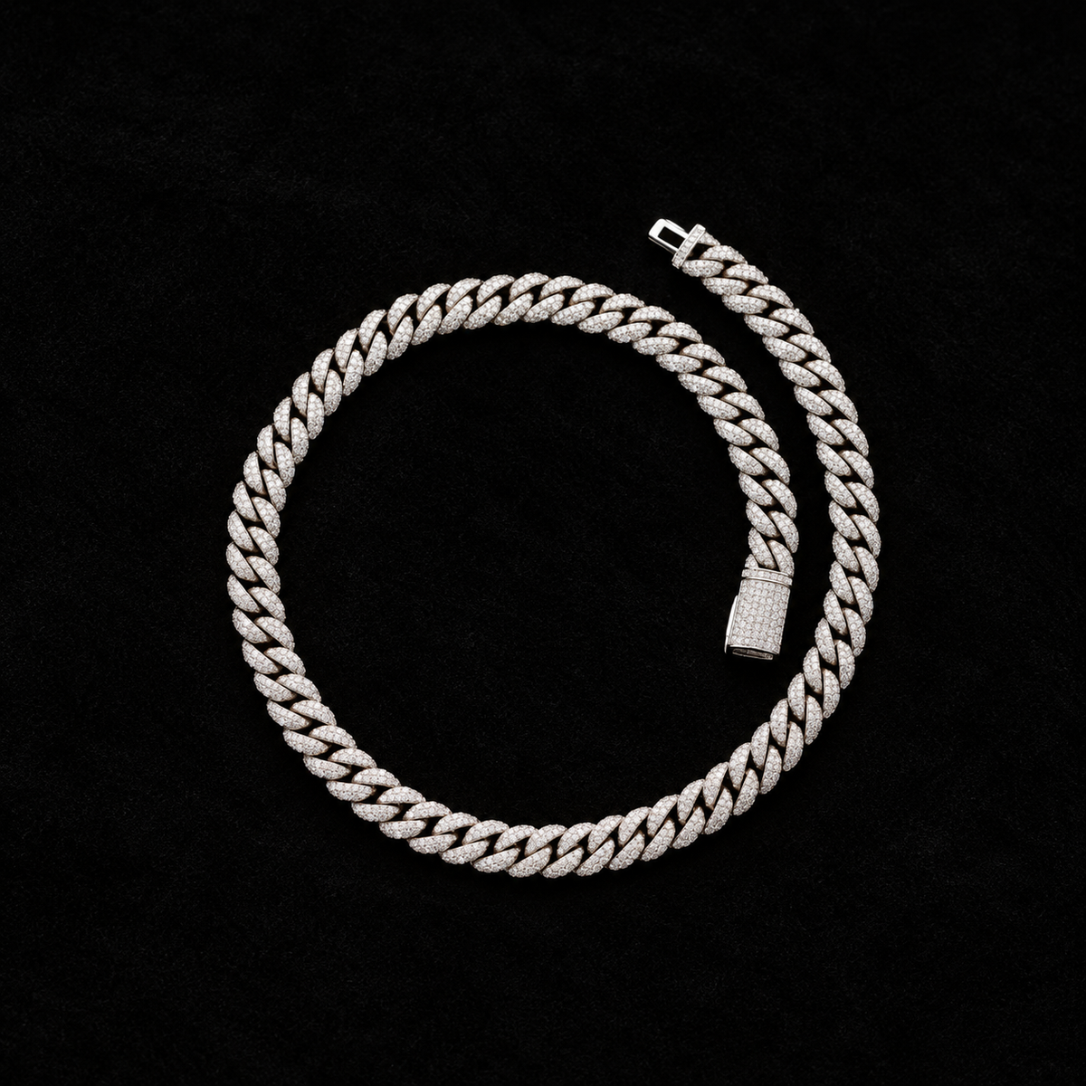 Iced Cuban Chain on black velvet