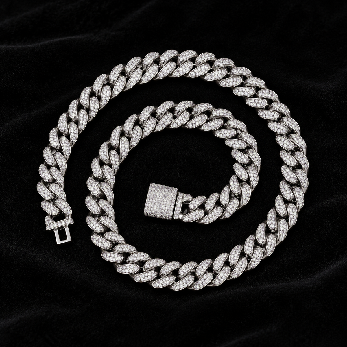 12mm Cuban Chain on black velvet